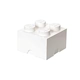 LEGO Aufbewahrungsstein, 4 Noppen, Stapelbare Aufbewahrungsbox, 5,7 l, weiß