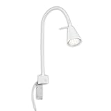 BRILONER - LED Leselampe mit Schalter am Gehäuse, schwenkbar, GU10 4,7W, 400lm, warmweißes Licht, Wandleuchte Innen, Wandlampe, Bettlampe, Lampe Bett, Leselicht, Nachttischlampe, 40,3 cm, Weiß