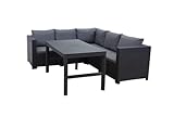 Allibert Keter – gemütliche Provence Eck Lounge |Rattan Gartenmöbel Set inkl. Tisch | Outdoor Lounge Premium Panama anthrazit mit bequemen Kissen anthrazit und stylischem Tisch Lyon