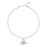 MAKOBLESSMOMO Perlenkette für Frauen und Mädchen, Diamant-Perlen-Strass-Schlüsselbeinkette, Geburtstags-Jubiläums-Schmuckgeschenk
