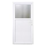 HORI® Haustür Kellertür Kunststoff Nebeneingangstür Komplettset Hauseingangstür, vielseitig einsetzbar für Keller, Garage und Nebeneingang I Farbe: weiß I DIN rechts I Modell: Light I 210 x 100 cm
