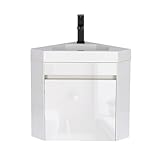 UEV Waschtisch mit Unterschrank Hängewaschbecken Gäste-WC Waschtisch Eckschrank Eckwaschbecken Wandmontage Waschbeckenunterschrank Badschrank Waschplatz Badmöbel Set für Klein Bad Weiß