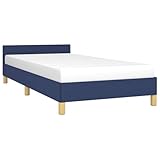vidaXL Bettgestell mit Kopfteil Polsterbett Bett Bettrahmen Einzelbett Lattenrost Stoffbett Schlafzimmerbett Schlafzimmermöbel Blau 90x200cm Stoff
