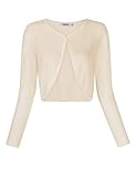 KOJOOIN Damen Bolero Kurz Strickjacke Langarm Cardigan Schulterjacke Bolerojacke Schulterjacke Casual Top Vanille-a M