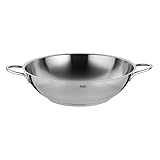 Silit Wok 32 cm, Wokpfanne Induktion, Edelstahl unbeschichtet, Wok Edelstahl, spülmaschinengeeignet