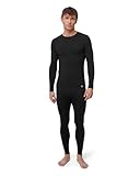 DANISH ENDURANCE Merinowolle Thermo-Unterwäsche Set, Premium Skiunterwäsche, Funktionsunterwäsche, Lange Unterhose & Langarmshirt für Herren, Schwarz, L
