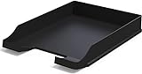 Detectalia Dokumentenablagen Schwarz A4 - Stapelbarer Schreibtisch-Organisator - Kunststoff-Büroablage - Papierhalter - Postkörbe - 35x25x5,2 cm