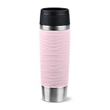 Emsa N20227 Travel Mug Wave Isolierbecher 0,5 Liter, neuer Komfort-Schraubverschluss, Edelstahl, 6h heiß und 12h kühl, 100% dicht, spülmaschinenfest, 360°-Trinköffnung, Pastellrosa