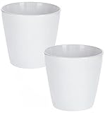 KOTARBAU® 2er Set Keramik Blumentopf Übertopf ⌀ 13 cm Klassisch Weiß Glatt