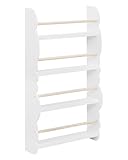 WOLTU Kinder Bücherregal Wand, Bücher-Organizer mit 4 Ablagen, Kinderregal für Buchaufbewahrung, Wandregal Kinderzimmer aus Kiefernholz E1 MDF, für Spielzimmer, Weiß