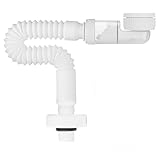 1 1/4 Zoll Raumsparsiphon – Geruchsdichter Einstellbarer Siphon Waschbecken mit Antibakteriell-Filter | Flexibles Abflussrohr & 270° Drehgelenk (Leichtes DIY-System, Weiß, Dauerhaftem Membranschutz)