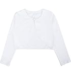 BALAYSIER Ballett Jacke für Mädchen Langarm Ballettjacke Kinder Rundhalsausschnitt mit Knöpfen Tanztops für Tanztraining Gymnastik(Weiß,130)