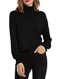 Woolen Bloom Rollkragenpullover Damen Strickpullover Stretch Pullover in Weich Feinstrick Elegant Stehkragen Strickpulli Langarm Rolli Sweater für Herbst Winter