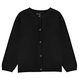 Soudittur Strickjacke Mädchen Basic Kinder Cardigan Lange Ärmel Baumwollstrickpullover Schuluniform mit Knöpfen 150 (DE/NL/SE/PL, Alter, 10 Jahre, 11 Jahre, Regular, Schwarz)