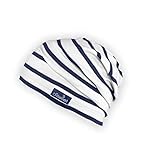 SCHIETWETTER Accessoire Erwachsenen Beanie, Mütze gestreift, Übergangsmütze, Jerseymütze, 100% Baumwolle maritim, dehnbares Material weiß-navy OS
