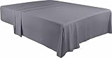 Utopia Bedding - Bettlaken ohne Gummizug - Betttuch 225 x 255cm - Laken für Bett 135x190cm - Flaches Blatt weiche gebürstete Mikrofaser - Grau