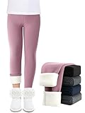 Monbessi Thermo Leggings Mädchen 5-13 Jahre Kinder Gefütterte Leggings Warme Leggings Winter 1 Pack(110, Lila)