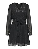 ONLY Damen Onlstar Life L/S Glitter Dress WVN, Black, Medium