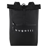bugatti Passion “Fashion” Rolltoprucksack 15', Rollrucksack aus RPET für Uni Business Fahrrad, schwarz