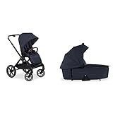 hauck Kinderwagen 2in1 Walk N Care Set, Babywanne mit Memory-Knöpfen, Sitz wend- und höhenverstellbar, Teleskopgriff, bis 25 kg, Liegefunktion, B+B6eindecke, Federung, UV-Schutz 50+, Faltbar,Navy Blau