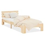 Homestyle4u 2191, Massivholzbett 90x200 mit Lattenrost Holzbett Natur Kiefer Holz Bett Bettgestell Einzelbett