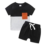 KIDDLETOWN Baby Jungen Sommer Outfit T-Shirt Top + Shorts Zweiteiler Set Sommer Kinder Outfits Patchwork T-Shirt + Shorts Zweiteiler Babykleidung