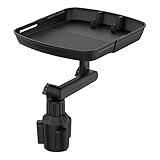Sarini Getränkehalter-Tabletttisch,Getränkehalter-Tablett fürs Auto,360° drehbar,verstellbar,dehnbar,rutschfest,Autotablett zum Essen,tragbares Zubehör für den Auto-Innenraum-Organizer (schwarz)