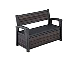 Keter Signature Gartenbank 130x60x85 cm, wetterfeste Aufbewahrungsbank mit 227 Liter Stauraum, Holzdesign Rosewood, 2-Sitzer Sitzgelegenheit
