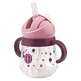 nohlerlife Trinklernbecher für Babymonate 6+, Kinder Trinkflasche, Baby Trinkbecher mit Griffen Auslaufsichere Lecksicher, Baby Strohbecher Soft Auslauf Cup 240ml, BPA frei (Purple)