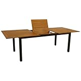 DEGAMO Gartentisch Ausziehtisch SARONNO 180/240x100cm, Aluminium anthrazit + Akazienholz geölt, Outdoor, FSC®-Zertifiziert