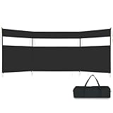 REDCAMP Windschutz für Camping, Heavy Duty Strand Sichtschutz mit Sichtfenster & Stahlstangen, Outdoor Sichtschutz für Caravan, Garten, BBQ, Picknick & Lagerfeuer – Schwarz