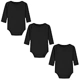 BINIDUCKLING Baby Mädchen Body 3-Pack Langarm, Schwarz, 4-6 Month