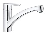 GROHE Bau Eco, Küchenarmatur mit flachem Auslauf (Wasserhahn für die Küche, praktischer 140° Schwenkbereich, isolierte Wasserwege für mehr Hygiene, einfache Spülbecken-Montage), chrom, 31680000