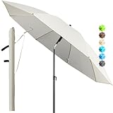 4smile Strandschirm SunnyJoy, Ø 180 cm Beige - UPF 50+ Sonnenschirm Strand mit Hülle, Sonnenschirm Balkon - Strandschirm windfest stabil, platzsparender Balkon Schirm als Ersatz für Kurbelschirm