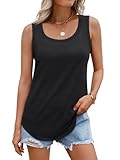 DUOEASE Oberteile Damen Sommer 2025 Basic Ärmellose Rundhals Tank Top Elegant Locker Tshirt-Schwarz-L