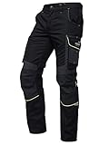 PUMA Workwear Precision X Arbeitshose für Herren - Premium Bundhose mit vielen Taschen und verstärkten Kniepartien - für Handwerk, Produktion und Baugewerbe, Farbe: Schwarz/Neon, Gr.: 48