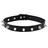 JJDreams Gothic Spikes Nieten Choker PU Lederhalsband Damen Punk Schwarz Halsreif Simple