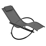 WOLTU Schaukelliege Gartenliege klappbar mit Kopfstütze, Schwingliege Outdoor Relaxliege mit Armlehnen, für Garten Balkon Terrasse, Grau
