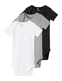 NAME IT Unisex Baby Strampler NBNBODY 3P SS Black NOOS, 3er Pack, Mehrfarbig (Schwarz Black), 56