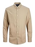 Jack & Jones Herren Hemd Jjegingham Twill Shirt L/S Noos, Crockery/Detail:/Solid/Slim Fit, XL