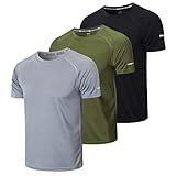 Gaiatiger 3er Pack Sport Tshirts Herren Funktionsshirt Sport Shirt Männer Schnelltrocknend Trainingsshirt Fitness Sportshirt Laufshirt Kurzarm Herren Atmungsaktive T-Shirt(520) Black Gray Green-XL