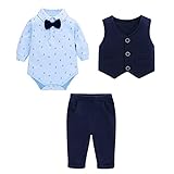 Famuka Baby Junge Anzug Smoking Sakkos Taufanzug Festanzug Jungenanzug 3tlg (Blau, 12 Monate)
