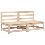 vidaXL Gartensofa 2 STK., Modular Sofa ohne Armlehnen, Gartensessel mit Lattenrost, Relaxsessel Lounge Sessel Gartenmöbel, Massivholz Kiefer