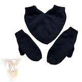 Lustige Händchen haltende Handschuhe, gestrickte warme Handschuhe für Paare, 2-Personen-Fäustlinge, 2-Personen-Fäustlinge als Geschenk für den Partner (Black)