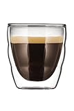 Bodum PILATUS Doppelwandige Gläser 2 Stück – 80ml Espressotassen – Thermogläser – Spülmaschinengeeignet – Borosilikatglas