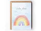 Dankeskarte für Erzieherin mit Regenbogen, Geschenkidee Abschied Kindergarten, Dankeschön Geschenk Tagesmutter, Grußkarte Kita Verabschiedung mit Kuvert Abschiedgeschenk (1 Karte mit Kuvert)