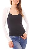 Easy Young Fashion - Damen Jersey Bolero - Langarm Schulterjacke - kurzer offener Crop Cardigan 2008 OneSize (34-38) - Creme