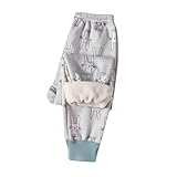 XINYUNZU Kinder Thermohose Gefütterte Hose Winterhose Kuschel Jogginghose Warm Thermo Leggings Elastische Taille Sporthose Warme Hosen für Jungen und Mädchen Grau 110