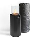 Planika BINO Outdoor-Gaskamin Tragbarer Terrassenheizer und Freistehender, Propan Heizpilz für Ihren Garten und Terrasse mit Schutzabdeckung