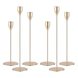 Kerzenständer Gold 6 Set,Kerzenständer Stabkerzen 33/29/23cm,Metall KegelKerzenleuchter Vintage Dekoration,Hochzeit Kerze Stand,Geeignet für Romantisches Candle Light Dinner,Jubiläum,Hochzeitsfeier